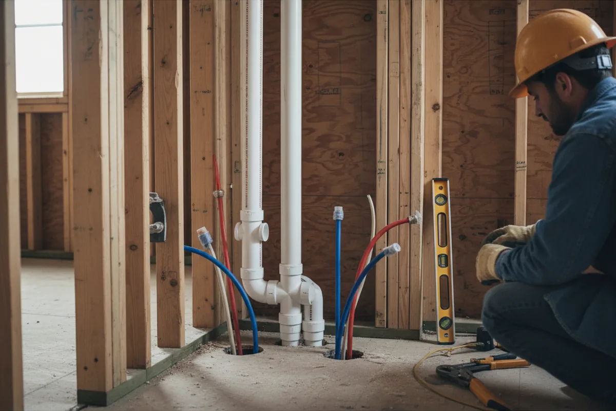 Drain and supply rough-in during Drain Cleaning in Rougemont
