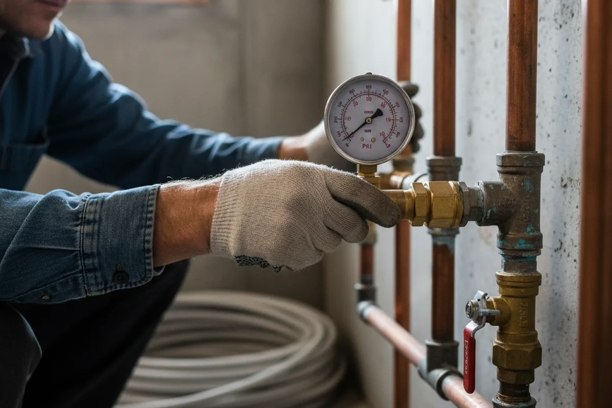 Pressure testing a repaired line during Water Line Repair in Rougemont